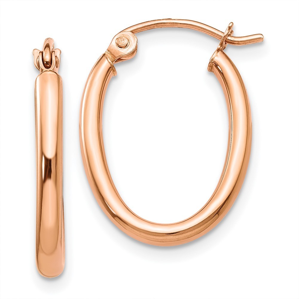 Million Charms 14k Rose Gold Oval Hoop Earrings 21 L X 13.5 Mm W